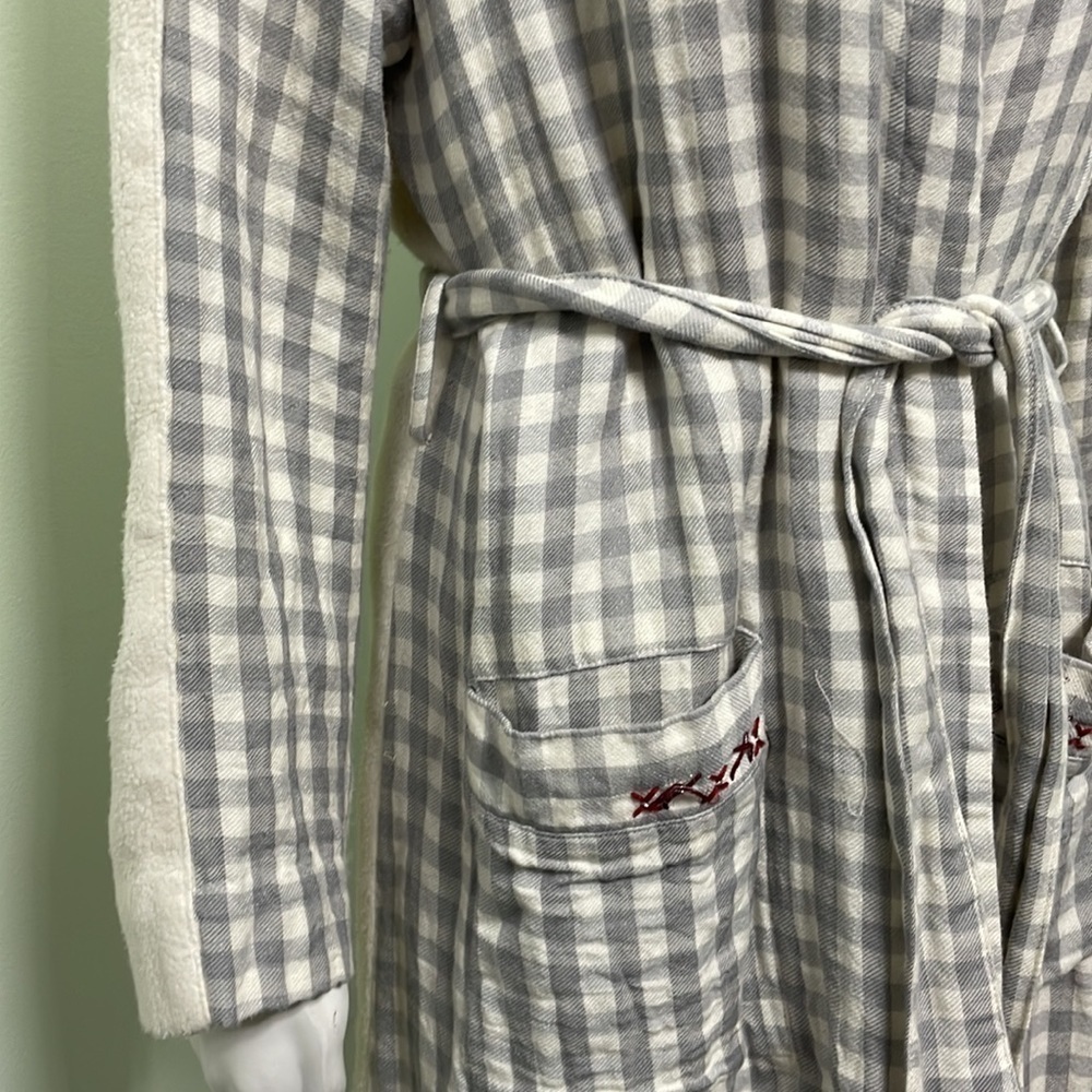 ANTHROPOLOGIE Saturday Sunday Robe Gray Checkered Pattern - Picture 3 of 12